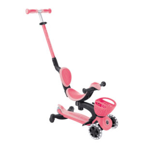 Globber GO-UP BABY LIGHTS 360 3-1 rožinis paspirtukas